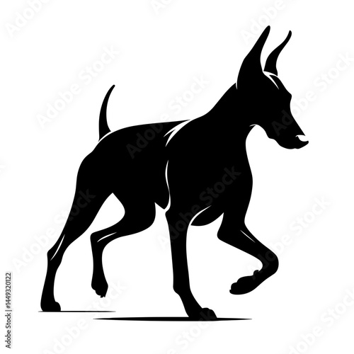 Doberman dog walking silhouette illustration