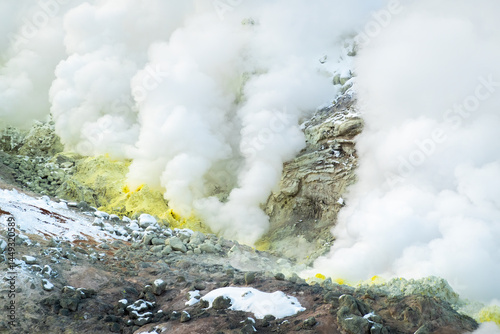 Active Volcano Mount Io In Hokkaido, Japan  