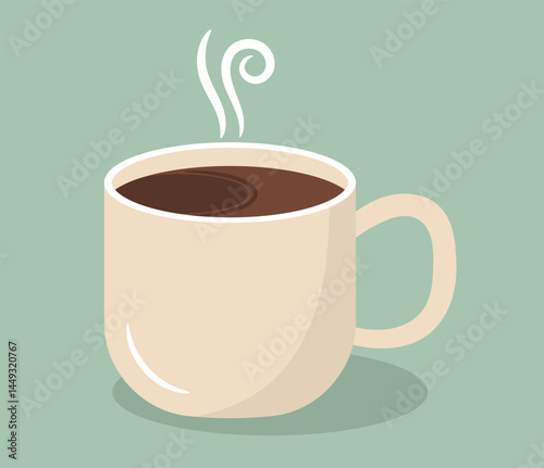 Steaming cup of coffee in a light mug, vector eps10 illustration