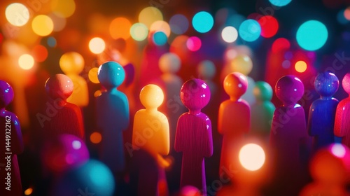 Colorful figures in a crowd