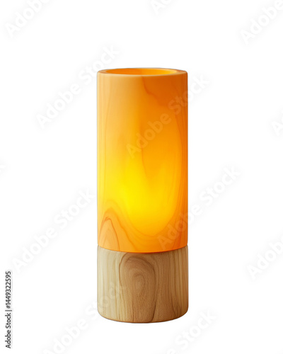 Wallpaper Mural Illuminated Table Lamp with Orange Shade on Wooden Base Torontodigital.ca