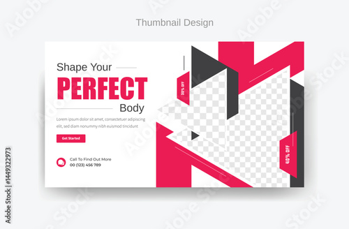 modern gym training template design, creative social media banner, attractive thumbnail, abstract colorful thumbnail, social media post 