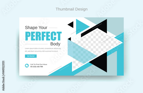 attractive gym training video thumbnail design, abstract colorful thumbnail, modern template design, social media banner design 