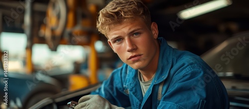 Wallpaper Mural Young Mechanic Garage Repair (1) Torontodigital.ca