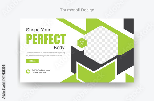 abstract colorful video thumbnail design, gym training thumbnail, attractive fitness social media post
