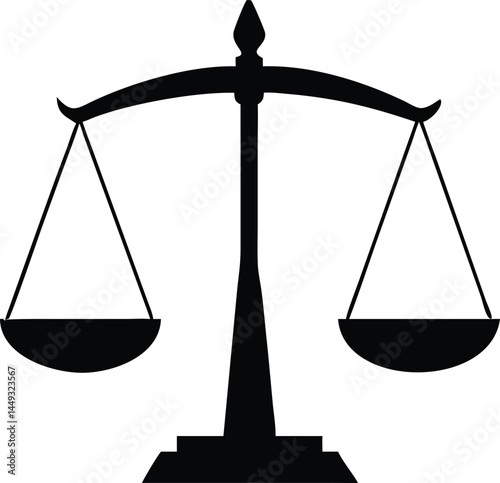 Black silhouette of scales symbol represents impartial weighing and balancing of legal considerations