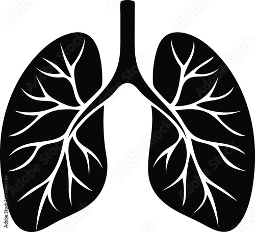 human lungs silhouette vector illustration