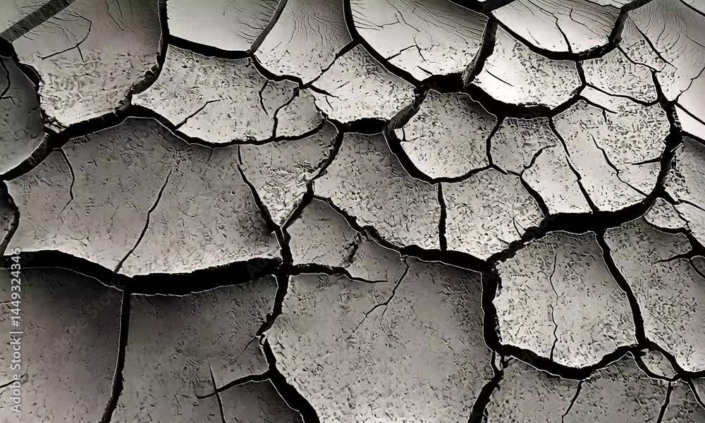 Dry cracked earth monochrome texture background video