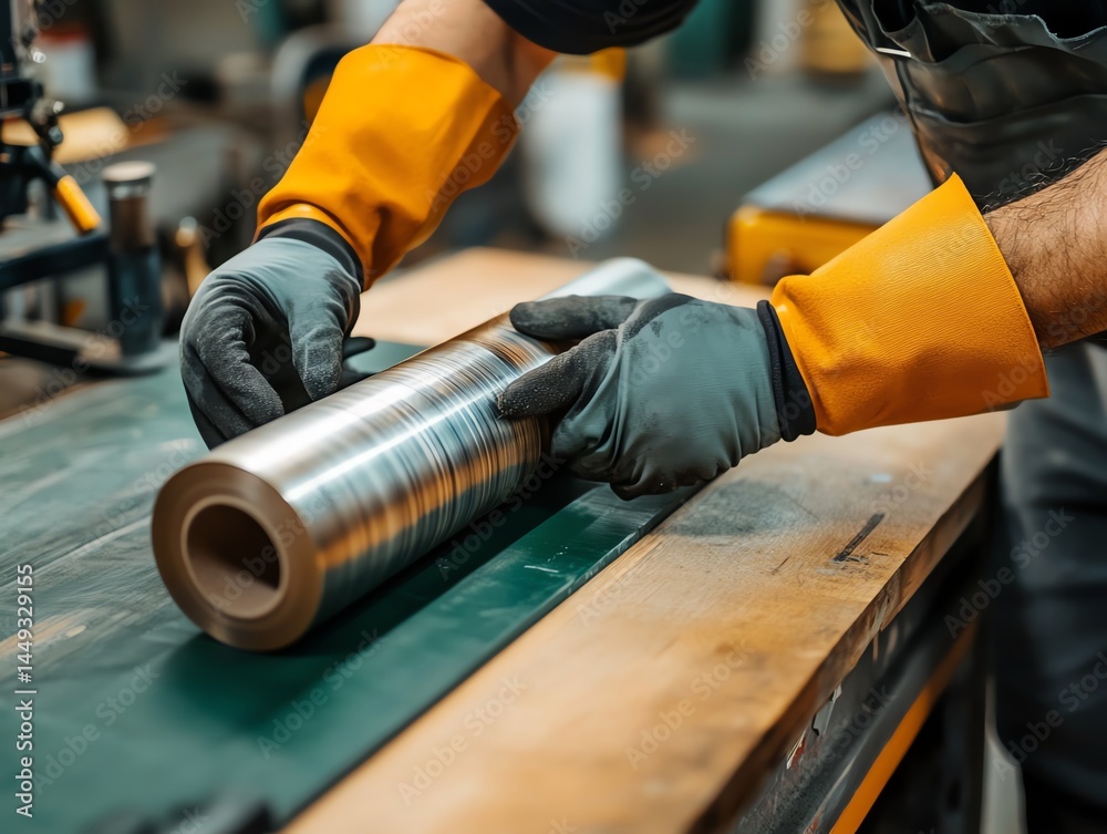 A roll of duct tape being used to seal a leaky pipe in a workshop