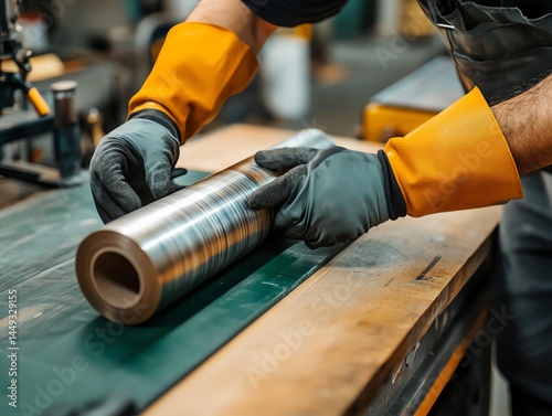 Obraz na płótnie A roll of duct tape being used to seal a leaky pipe in a workshop w salonie