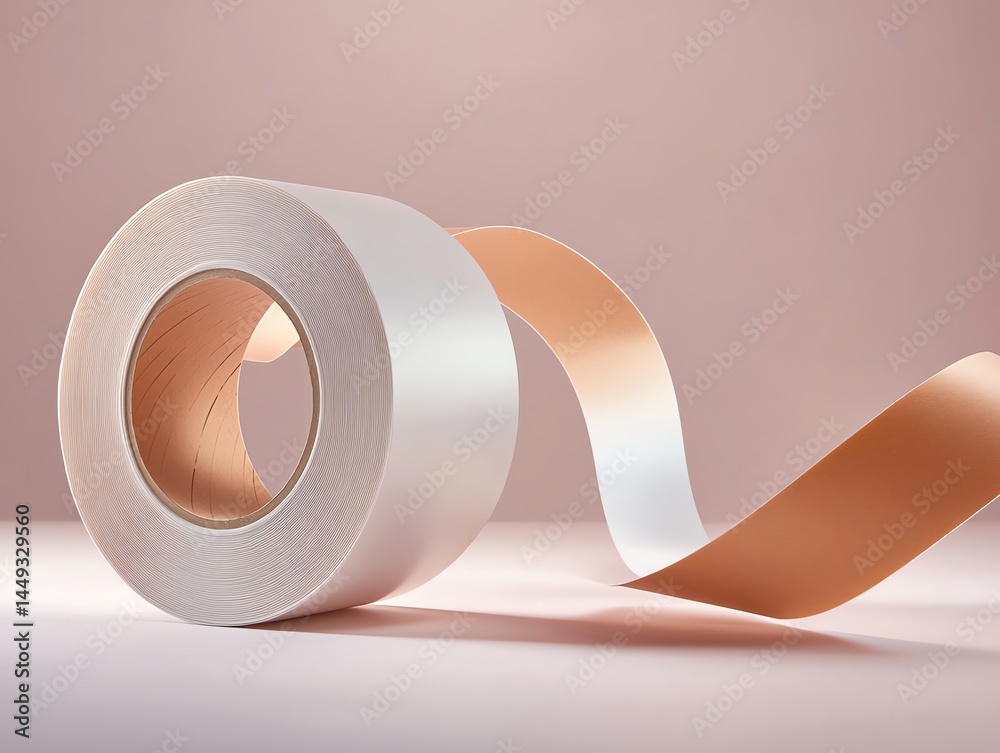 A roll of tape forming abstract shapes that resemble waves
