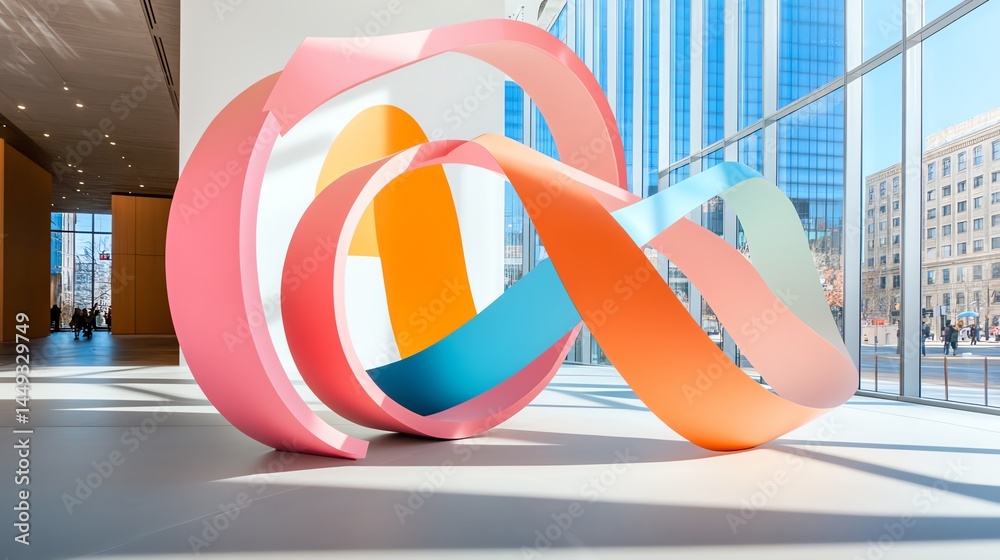A roll of tape unrolling to form a giant, colorful spiral slide