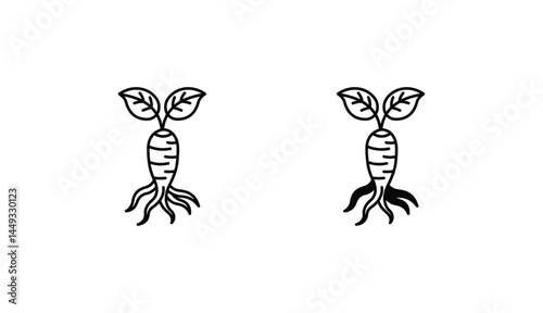 Ginseng icon design with white background stock illustration