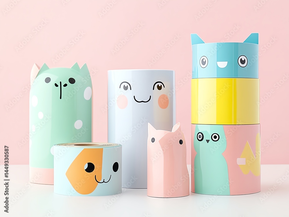 A whimsical dispenser shaped like an animal, unraveling tape into fun shapes