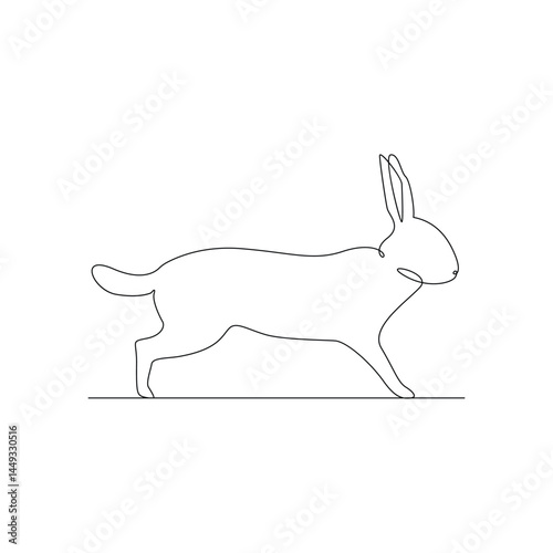Rabbit animal one line drawing art outline pro vector illustration and minimalistic