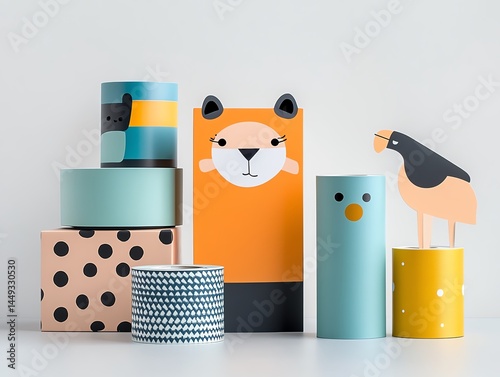 A whimsical dispenser shaped like an animal, unraveling tape into fun shapes