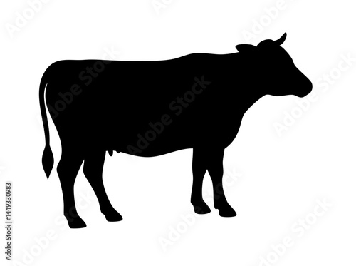 cow silhouette on transparent background for web and graphic design