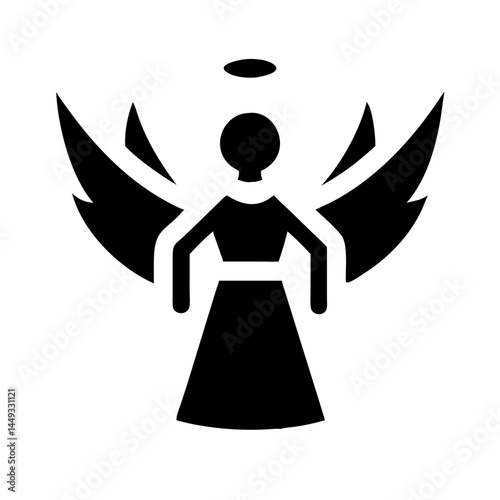 angel figure inspiration spirituality silhouette on transparent background for web and graphic design