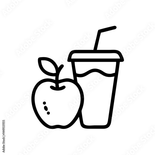 apple and drink healthy habits on transparent background for web and graphic design