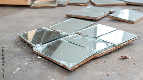 Obraz na płótnie Clear tape holding pieces of a shattered mirror together w salonie