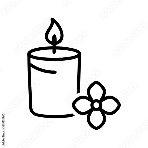 candle and flower aromatherapy relaxation on transparent background for web and graphic design