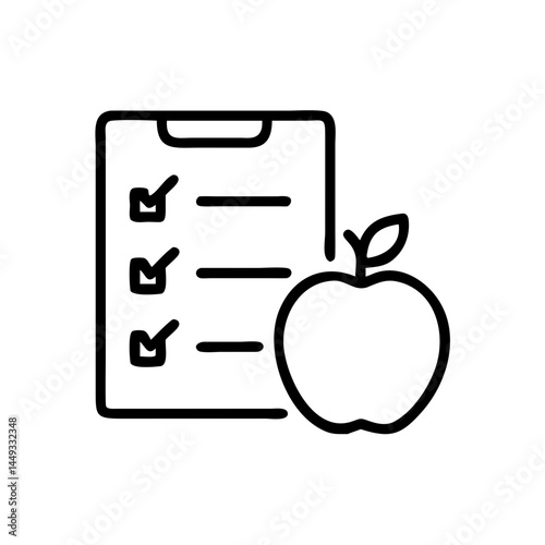 checklist with apple diet plan on transparent background for web and graphic design