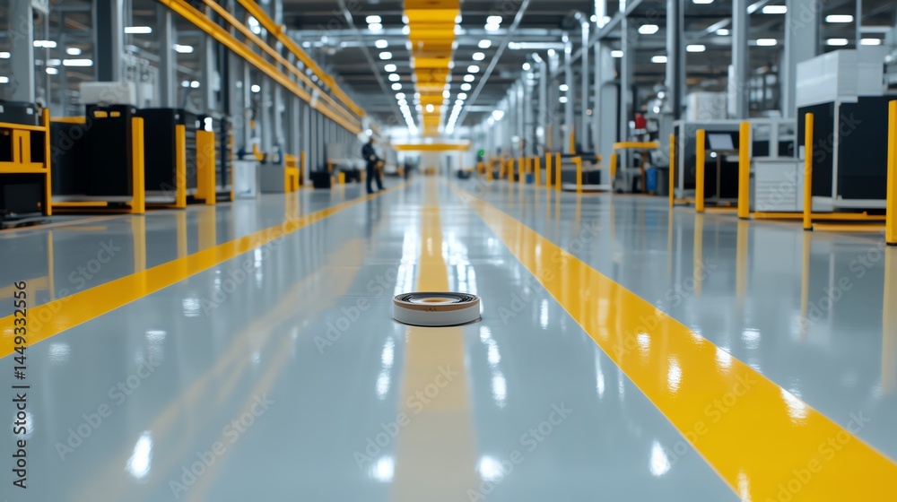 Doublesided tape being used to bond panels in a sleek, modern factory