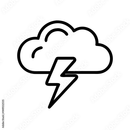 cloud with lightning bolt intense brainstorm on transparent background for web and graphic design