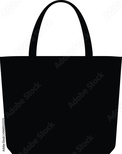 Minimalist black tote bag with curved handles offers a modern shopping solution
