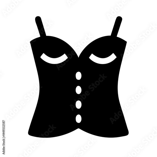 corset or bustier silhouette on transparent background for web and graphic design