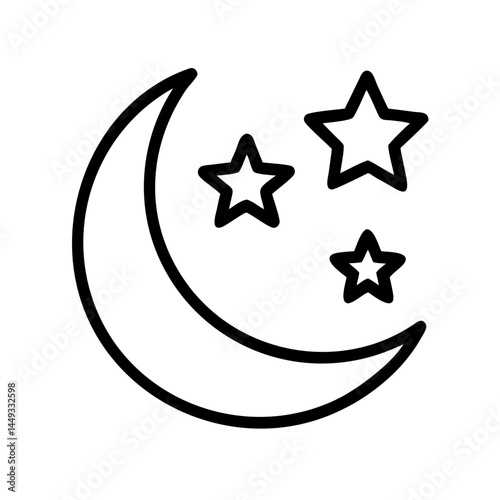 crescent moon with stars dreams calmness on transparent background for web and graphic design