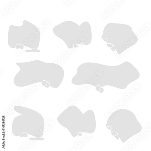  Transparent PNG available Organic shape text frames. Vector set of abstract doodle bubbles. Wavy rectangular and square textboxes. Irregular liquid shapes.