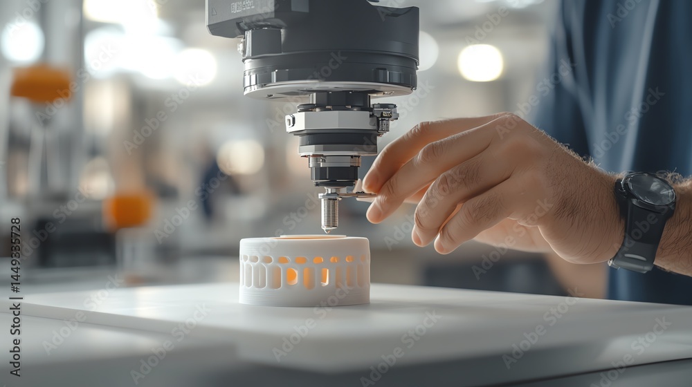 Tape being used to create smooth transitions in a 3Dprinted object