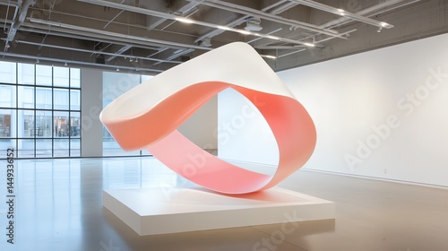 Obraz na płótnie Tape forming a dynamic, ribbonlike sculpture in a gallery setting w salonie