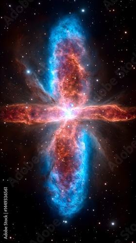 Stunning Cosmic Nebula Red and Blue Celestial Image Space Exploration Astronomy Background