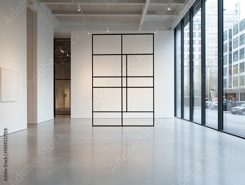 Obraz na płótnie Tape strips intersecting to create a minimalist grid art installation w salonie