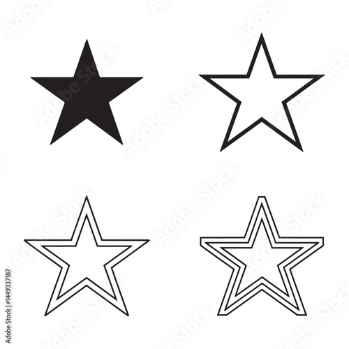Star vector icons. Stars collection. Star icon. Stars in modern simple flat style. Black stars, vector illustration