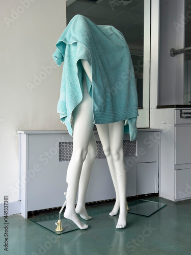 Intimate mannequin hidden kiss hug