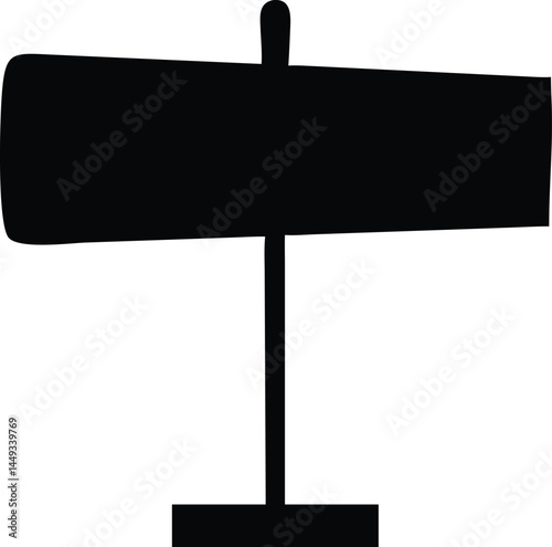 Simple silhouette of a blank signboard mounted on a short post with a flat base