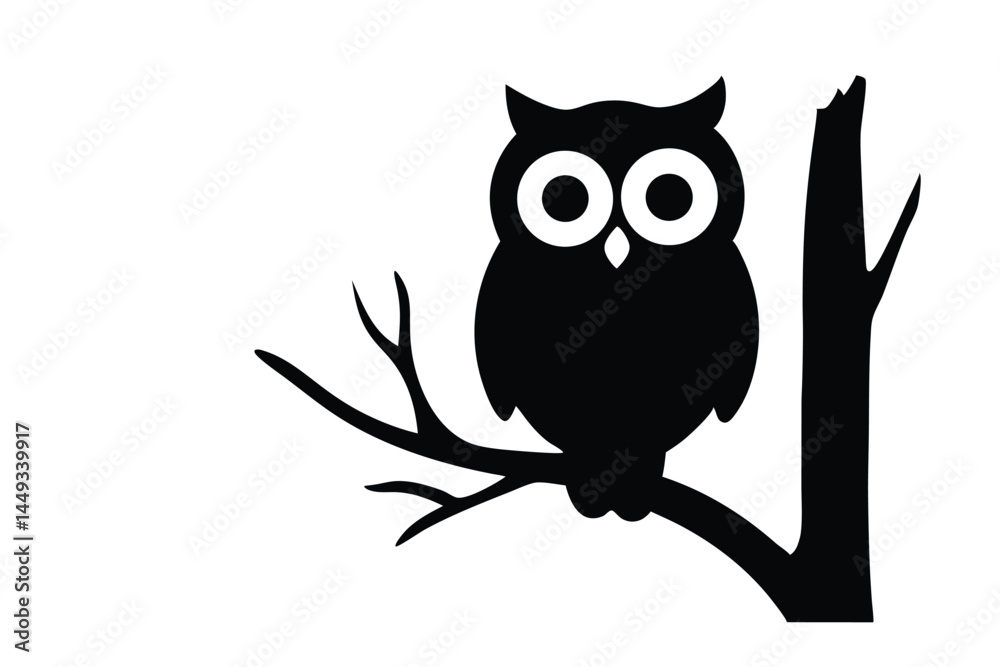 Fototapeta premium Silhouette of an owl perched on a tree branch
