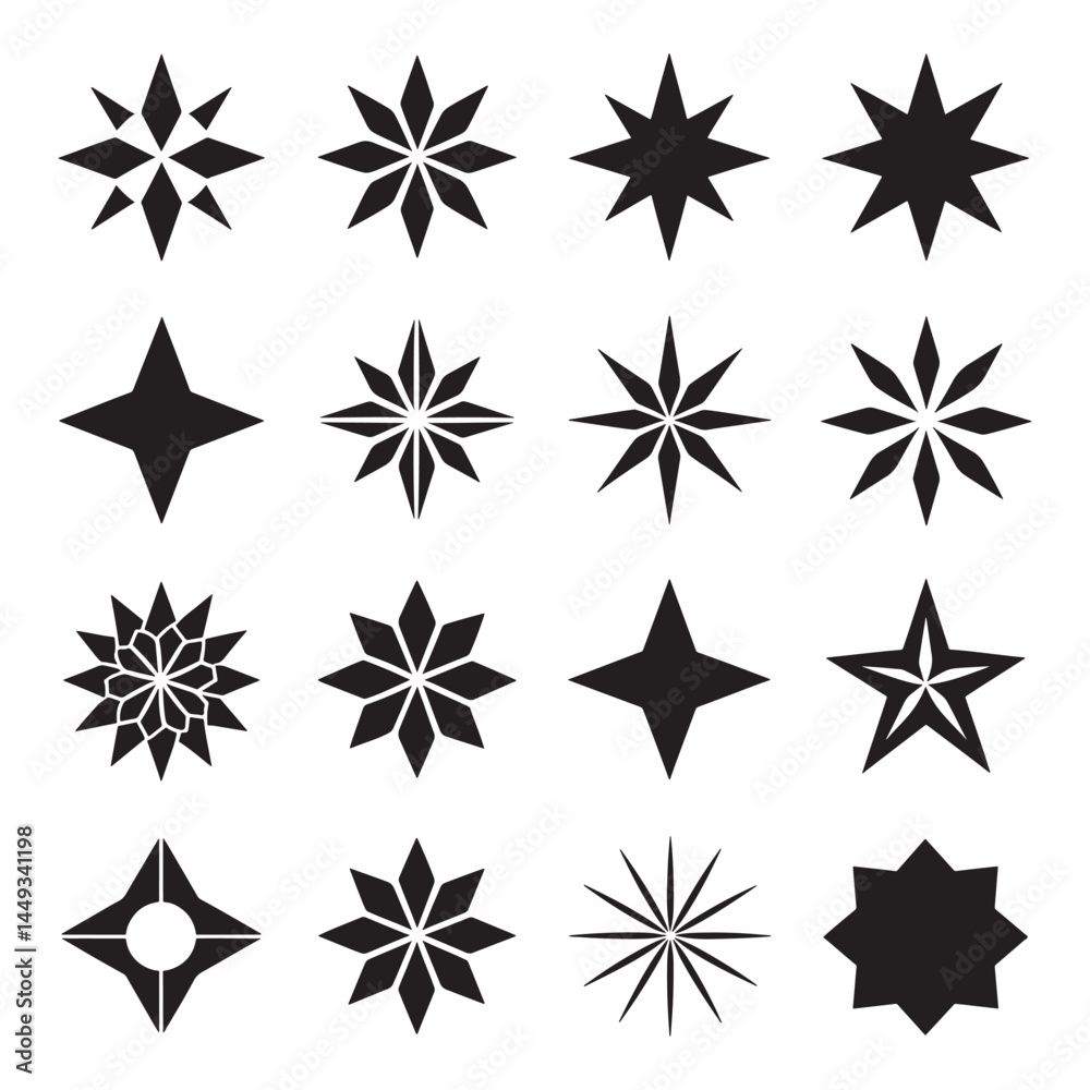 Obraz premium Star vector icons. Stars collection. Star icon. Stars in modern simple flat style. Black stars, vector illustration