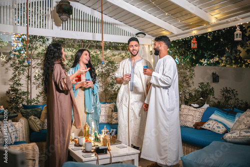 Close Friends having Moroccan tea during Iftar