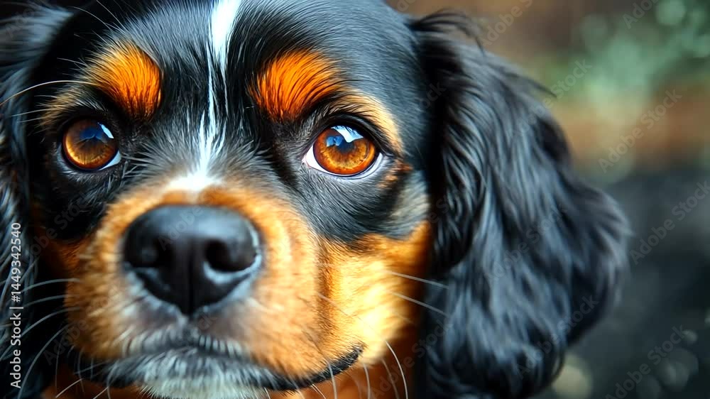 Close-up portrait of a dog's face. Close-up portrait of a dog's face.