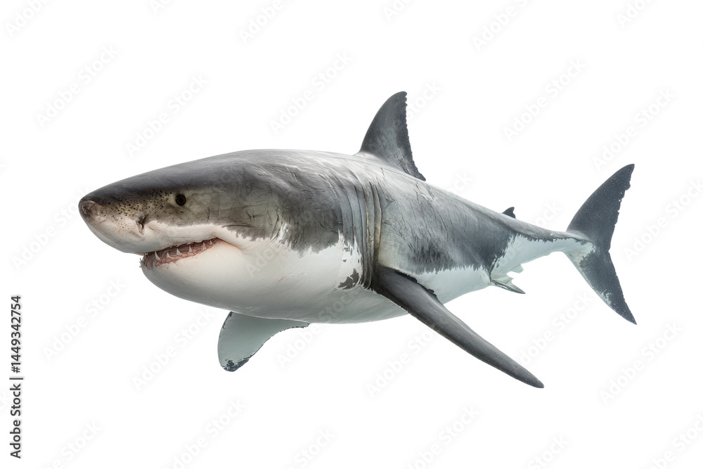 Great white shark isolated on black background showcasing majestic predator, cut out Great white shark isolated on black background showcasing majestic predator, cut out