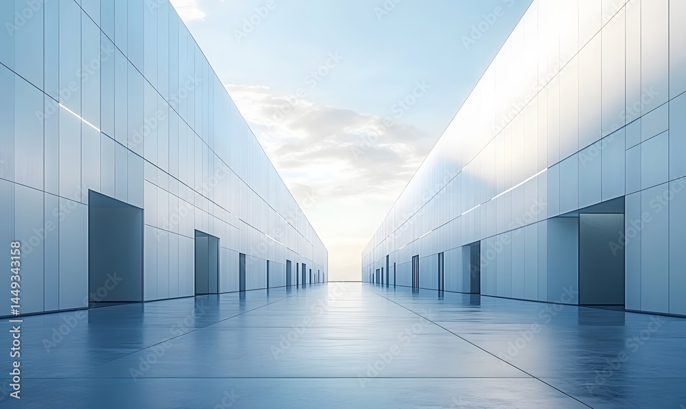 Expansive Rear View of a Large White Warehouse at Distribution Center,
Expansive Rear View of a Large White Warehouse at Distribution Center,