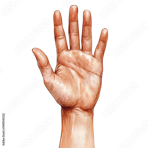 Puppet Hand Reaching For Freedom, watercolor vector, isolated on a white background.