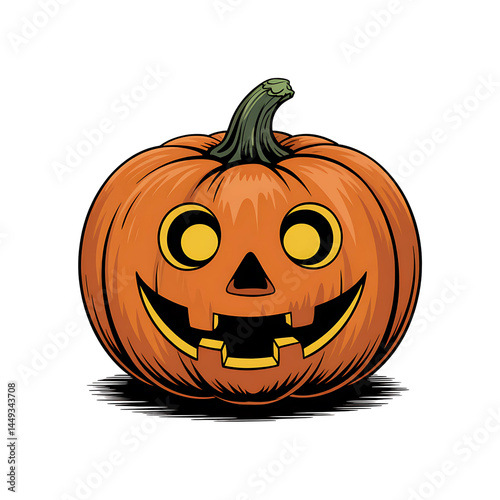 Cartoon Jack-o’-Lantern Pumpkin with Happy Face for Halloween