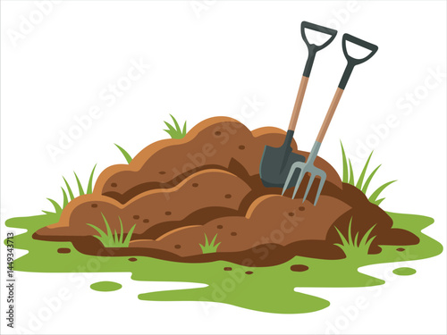 Humus heap for gardening isolated vector illustration on white background