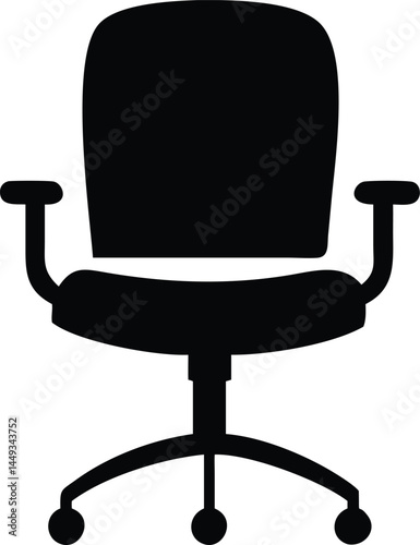 The sleek black office chair with armrests offers essential support and comfort