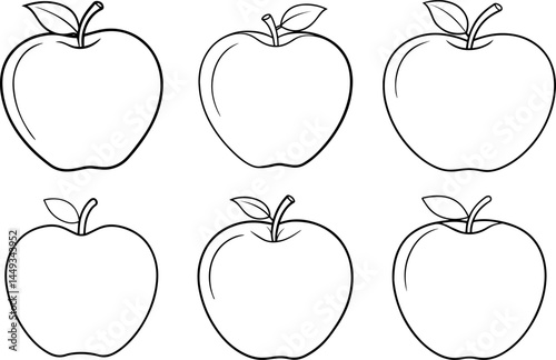 Set of apple outline vector illustration outline
